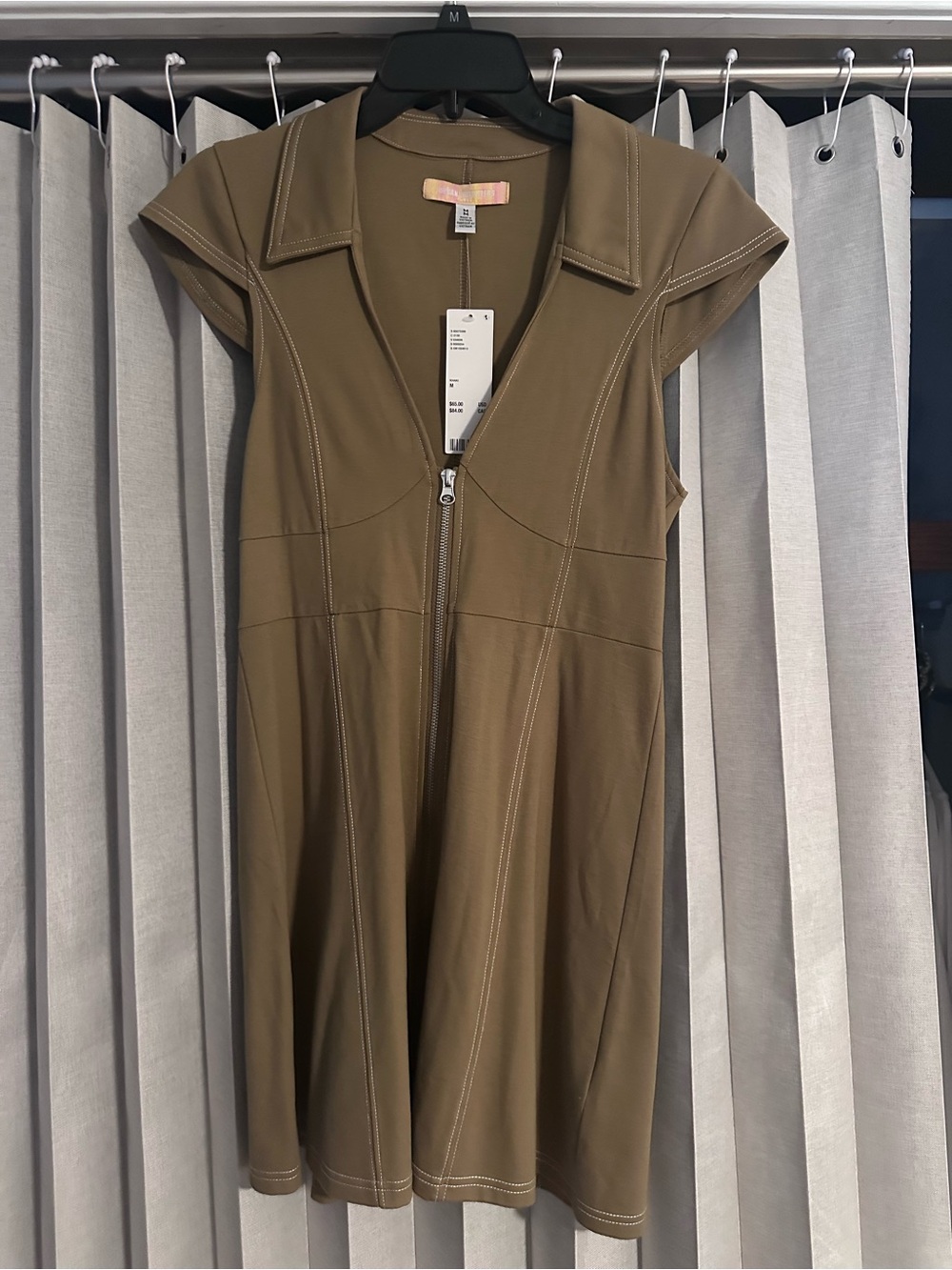 Urban Outfitters Olive Green Zip-Front Mini Dress